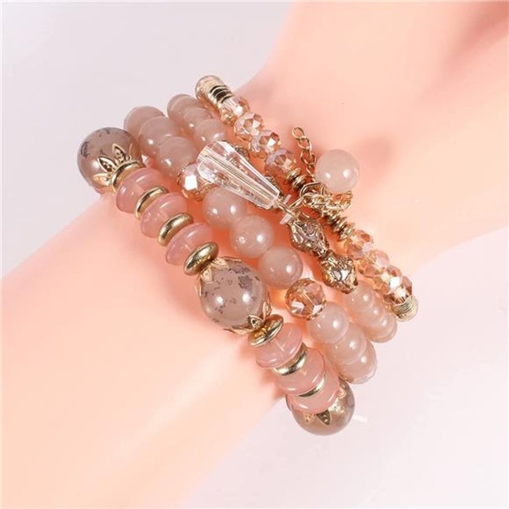 Bohemian Boho Stackable Bracelets for Women Set - Girls Stretch Stackable Beads - Picture 4 of 5